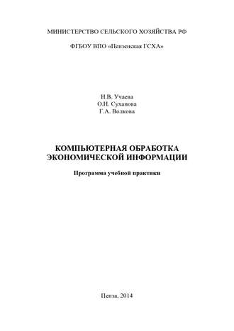 О. Н. Суханова. Компьютерная обработка экономической информации