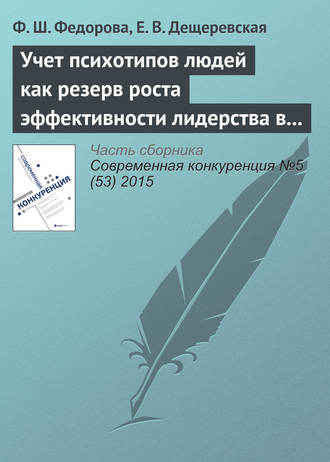 . Учет психотипов людей как резерв роста эффективности лидерства в инновационном бизнесе