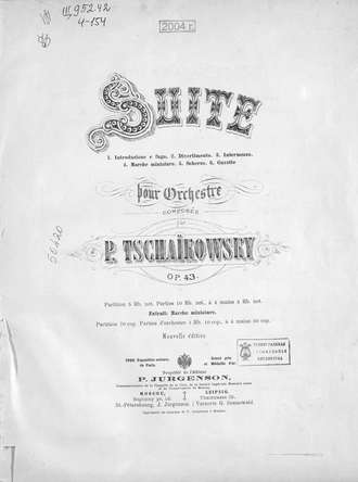 . Suite pour Orchestre comp. par P. Tschaikowsky