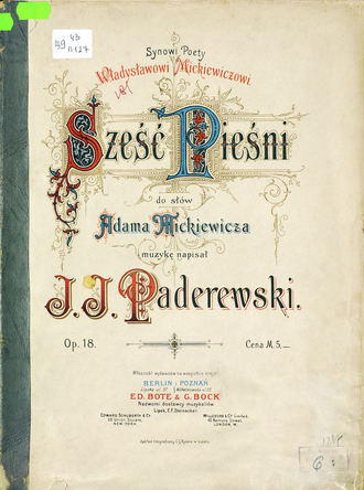 . Szesc piesni do slow Adama Mickewicza