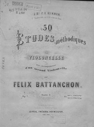 . Etudes methodiques pour Violoncelle avec