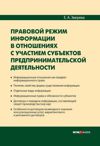 . Правовой режим информации в отношениях с участием субъектов предпринимательской деятельности