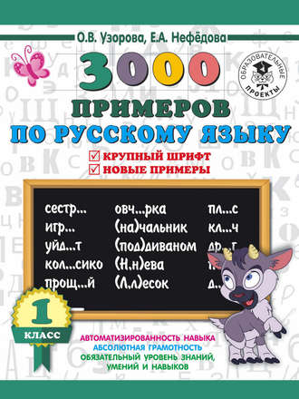 . 3000 примеров по русскому языку. 1 класс. Крупный шрифт. Новые примеры. Автоматизированность навыка. Обязательный уровень знаний, умений и навыков
