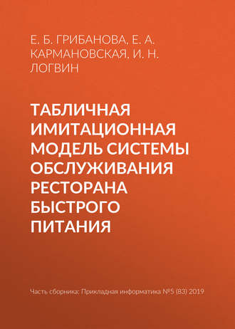 Екатерина Борисовна Грибанова. Табличная имитационная модель системы обслуживания ресторана быстрого питания