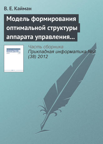 . Модель формирования оптимальной структуры аппарата управления организации