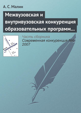 . Межвузовская и внутривузовская конкуренция образовательных программ высшего профессионального образования