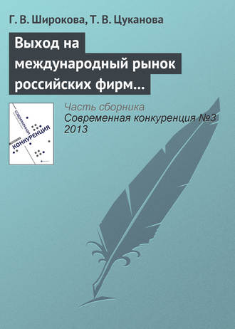 Г. В. Широкова. Выход на международный рынок российских фирм малого и среднего бизнеса: интегративный подход к анализу