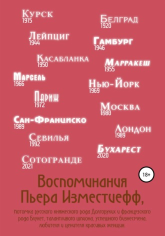. Воспоминания Пьера Изместиефф, потомка русского княжеского рода Долгоруких и французского рода Блукет, талантливого шпиона, успешного бизнесмена, любителя и ценителя красивых женщин