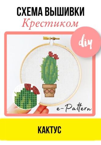 e-PATTERN. Кактус. Схема вышивки крестиком