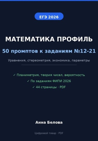 . Математика профиль ЕГЭ 2026: 50 промптов по заданиям ФИПИ