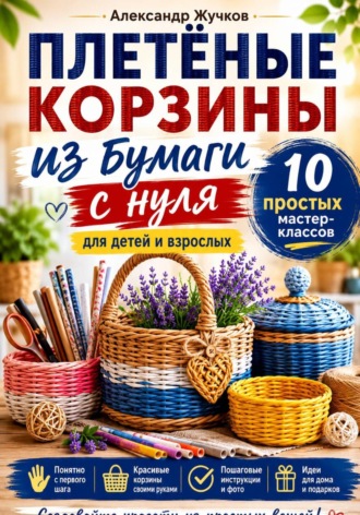 Александр Жучков. Плетёные корзины из бумаги с нуля. 10 простых мастер-классов для детей и взрослых