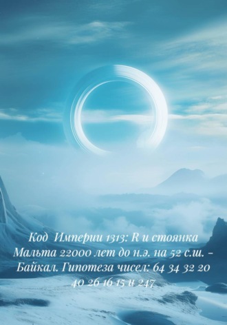 Мадим Илле. Код  Империи 1313: R и стоянка Мальта 22000 лет до н.э. на 52 с.ш. - Байкал. Гипотеза чисел: 64 34 32 20 40 26 16 15 и 247