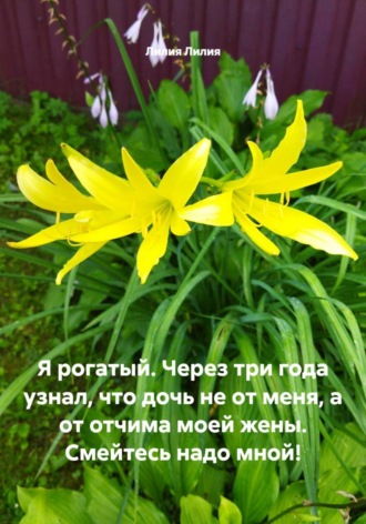 Лилия Лилия. Я рогатый. Через три года узнал, что дочь не от меня, а от отчима моей жены. Смейтесь надо мной!
