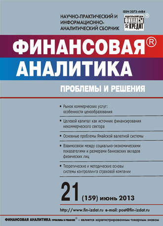 . Финансовая аналитика: проблемы и решения № 21 (159) 2013